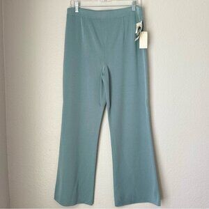 Exclusively Misook Petite Boot Leg Knit Pant Mist Light Blue M Luxury office NEW